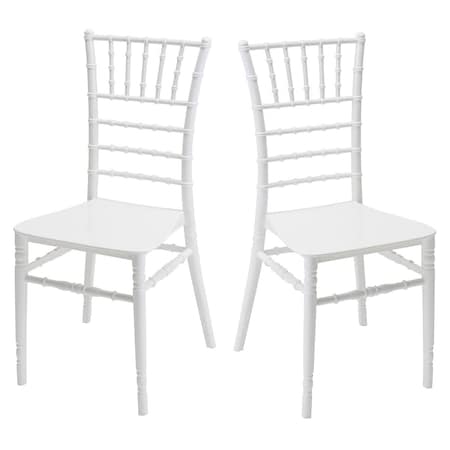 Rainbow Outdoor Tiffany Set of 2 Stackable Side chair w/cushion-White RBO-TIFFANY-WHT-SC-SET2